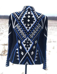 Navy Blue & Silver Western Show Jacket with Black Base