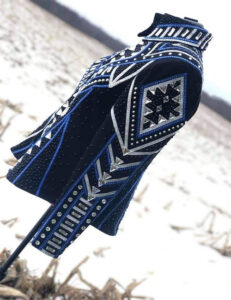 Navy Blue & Silver Western Show Jacket with Black Base