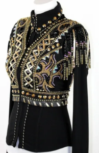 Black & Gold Bolero Western Show Vest with Shirt Combo – Elegant Western Show Attire