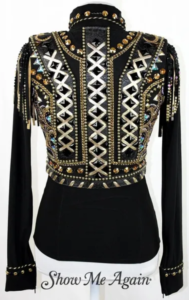 Black & Gold Bolero Western Show Vest with Shirt Combo – Elegant Western Show Attire