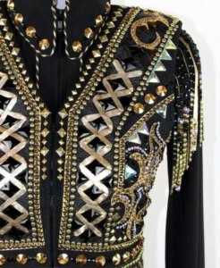 Black & Gold Bolero Western Show Vest with Shirt Combo – Elegant Western Show Attire