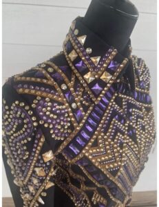 Black Base Showmanship Jacket with Golden and Purple Applique – Premium Western Show Apparel