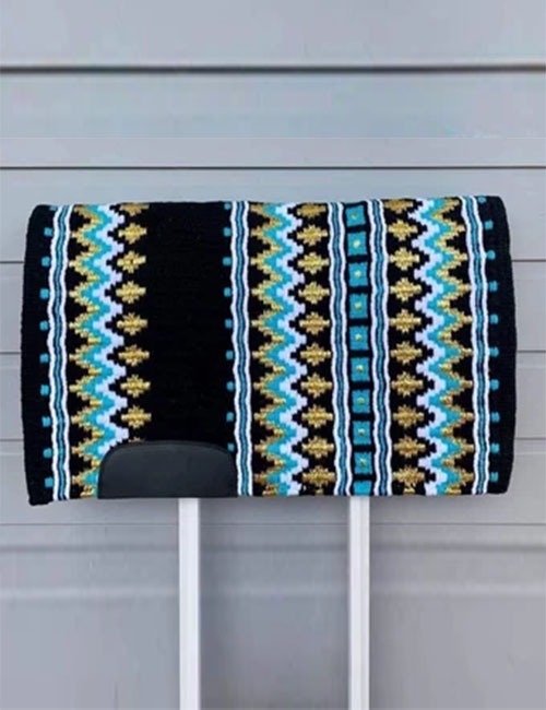 Black with Blues & Golden Western Show Saddle Pad