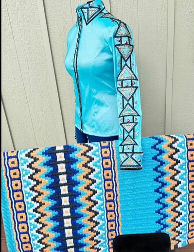 Blizzard Blue Western Show Shirt with matching Saddle Pad