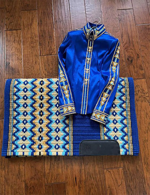 Blue Western Show Shirt with matching Saddle Pad