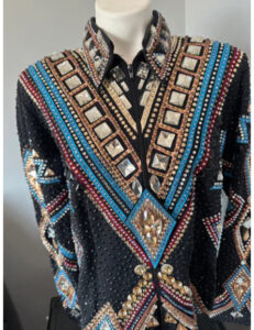 Blue Golden & Red Rodeo Queen Show Jacket With Black Base