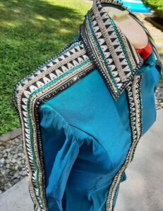 Blue Western Show Shirt – Elegant Western Show Outfit Apparel with Rhinestone Embellishments