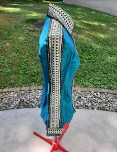 Blue Western Show Shirt – Elegant Western Show Outfit Apparel with Rhinestone Embellishments
