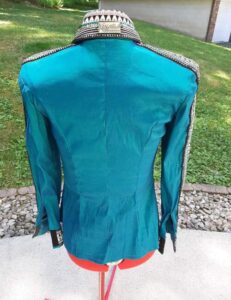 Blue Western Show Shirt – Elegant Western Show Outfit Apparel with Rhinestone Embellishments