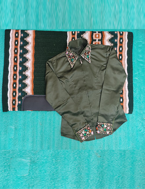 Olive Western Show Shirt with matching Saddle Pad