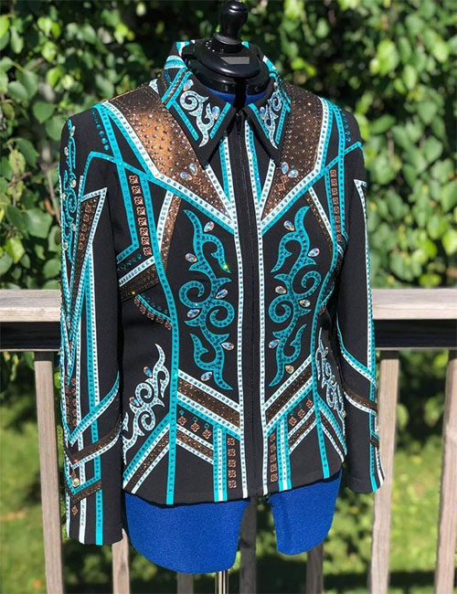 Blue & Copper Western Show Jacket with Black Base