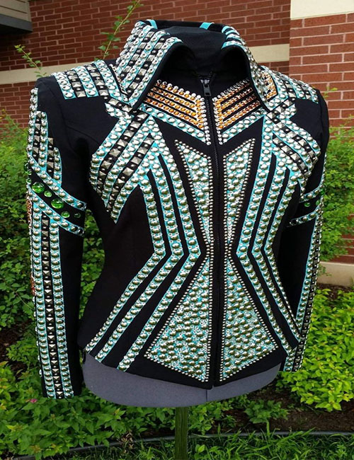 Cyan Western Show Jacket with Black Base