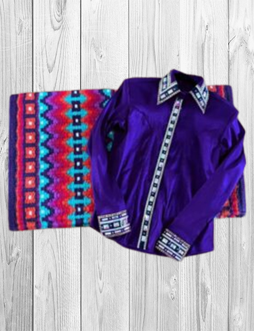 Violet Western Show Shirt with Matching Saddle Pad