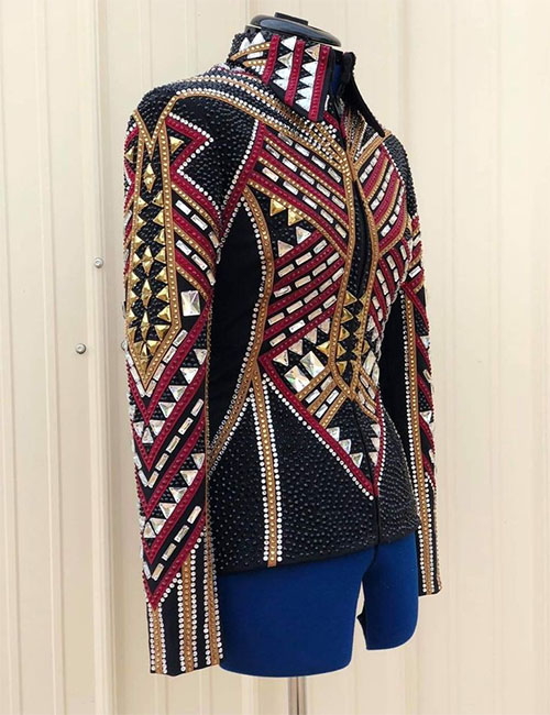 Golden & Red Western Show Jacket with Black Base