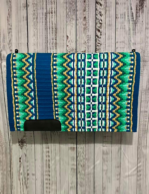 Green and Blue Western Show Saddle Pad