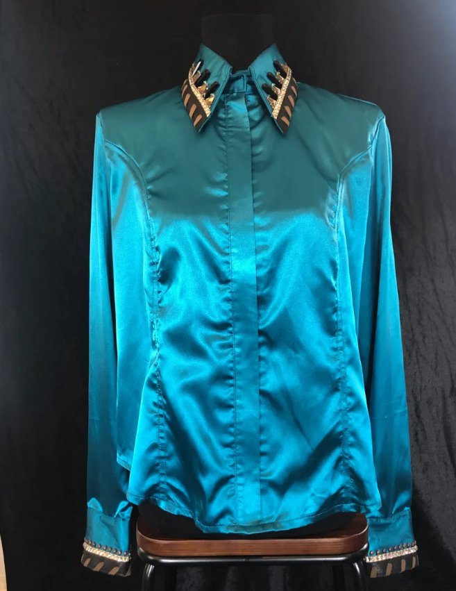 Blue Large Teal Day Western Show Shirt