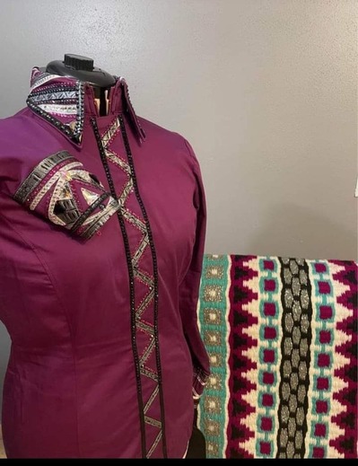 Maroon Western Show Shirt with matching Saddle Pad