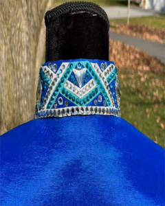 Navy Blue Western Show Shirt with Silver and Blue Applique