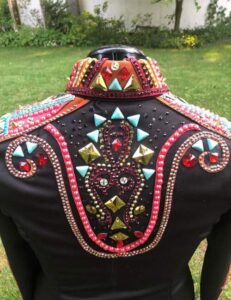 Tulip with Multicolor Western Show Jacket on Black Base