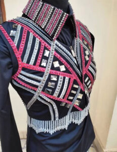 Pink on Black Base Western Bolero Vest with shirt