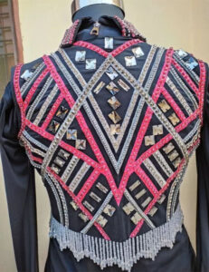 Pink on Black Base Western Bolero Vest with shirt