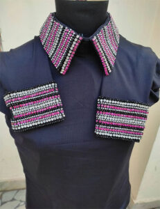 Pink on Black Base Western Bolero Vest with shirt