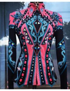 Pink and Blue Showmanship Jacket on Black Base – Stylish Western Show Attire