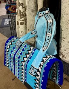 Powder Blue Western Show Shirt with matching Saddle Pad