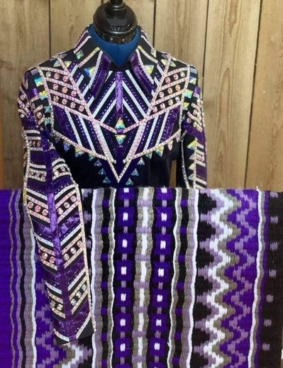 Purple with Black base Western Show Jacket with Saddle Pad