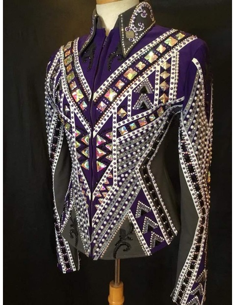 Purple with White and Black Applique Showmanship Jacket