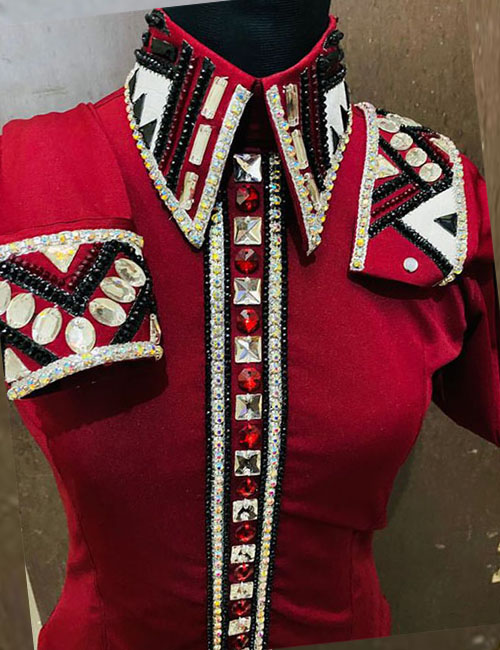 Red Base Western Show Shirt