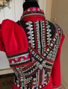 Red Western Show Vest with Shirt Bolero Show Vest
