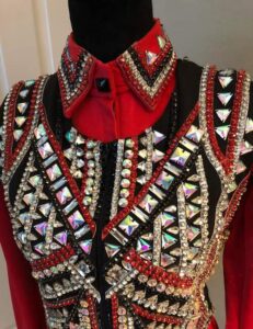 Red Western Show Vest with Shirt Bolero Show Vest
