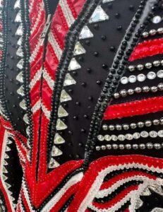 Red and White Western Show Jacket with Black Base