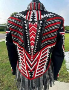 Red and White Western Show Jacket with Black Base