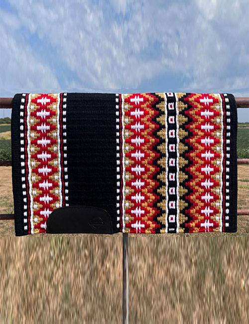 Red with Black and Golden Western Show Saddle Pad