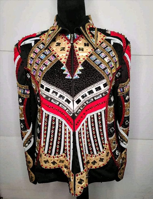 Red with Gold Western Show Jacket on Black Base