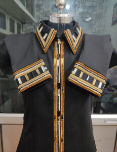 Luxe Black Western Show Shirt | Orange Crystal Embellished Show Top