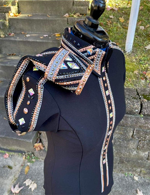 Black Base with Copper & Blue Western Show Shirt