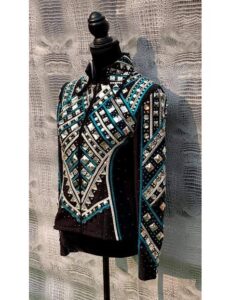 Teal Blue with Silver and White Applique Showmanship Jacket