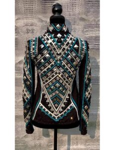 Teal Blue with Silver and White Applique Showmanship Jacket