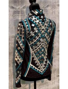Teal Blue with Silver and White Applique Showmanship Jacket