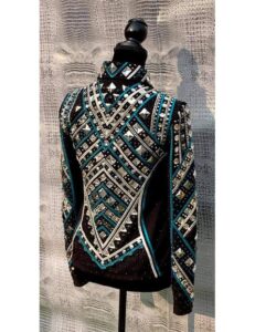 Teal Blue with Silver and White Applique Showmanship Jacket