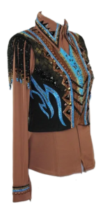 Tobacco Turquoise & Black Bolero Western Show Vest with Shirt