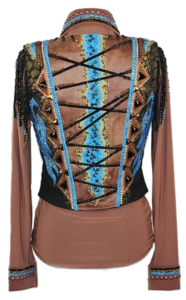 Tobacco Turquoise & Black Bolero Western Show Vest with Shirt