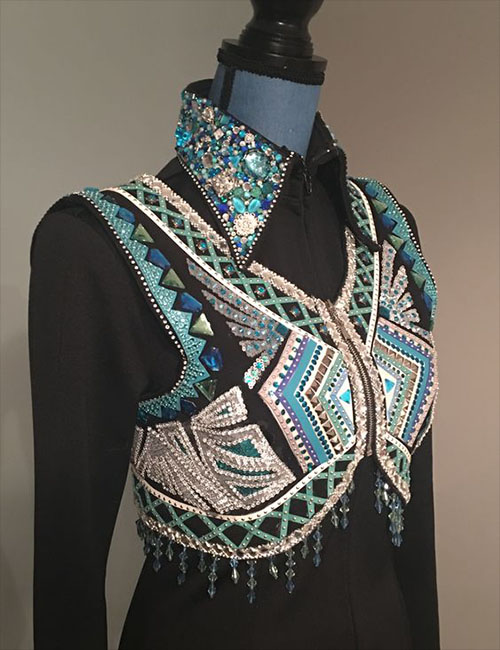 Western Bolero with Shirt , Outfit On Glass Crystal & Applique