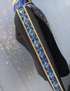 Gold with Blue Western Show Jacket on Black base