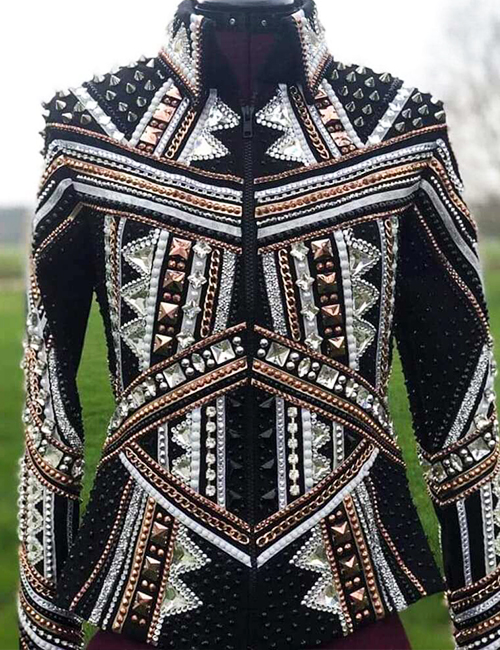 Rose Gold and Silver Western Show Jacket with Black Base