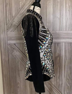 Western Show Vest with Black Shirt, Western Show Outfit On Glass Crystal & Applique