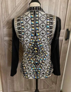 Western Show Vest with Black Shirt, Western Show Outfit On Glass Crystal & Applique